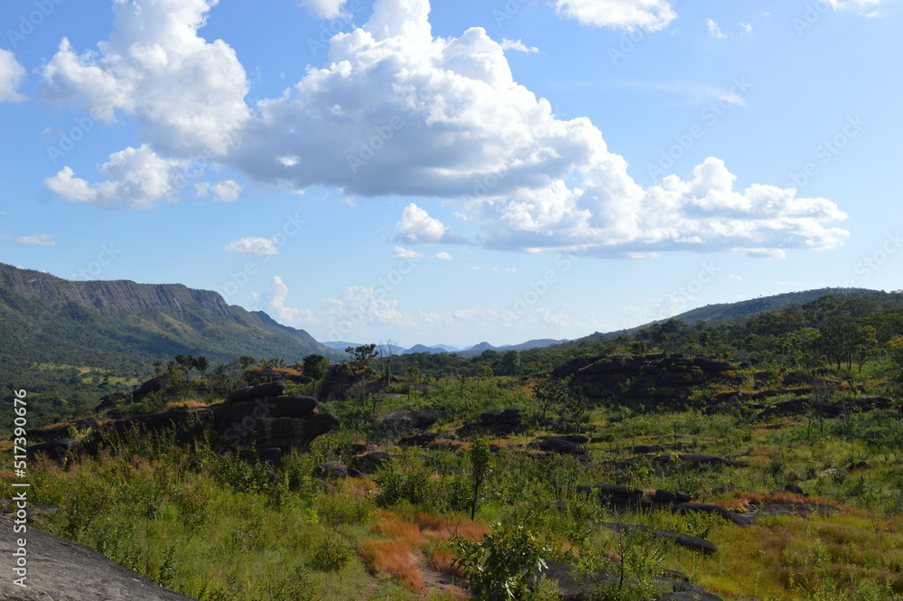 Amazing landscape in Chapada dos Veadeiros, showing sky, mountain and rocks