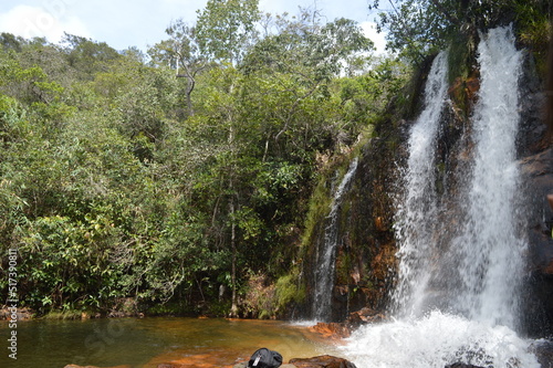 Wedding veil waterfall in Alto Paraíso in Brazil