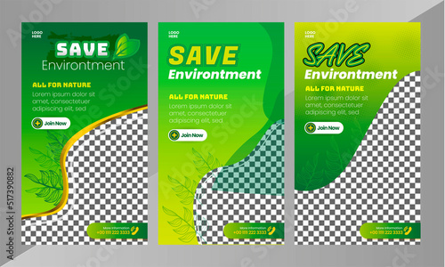 Social Media Post story nature environmental baner or flyer for social media template