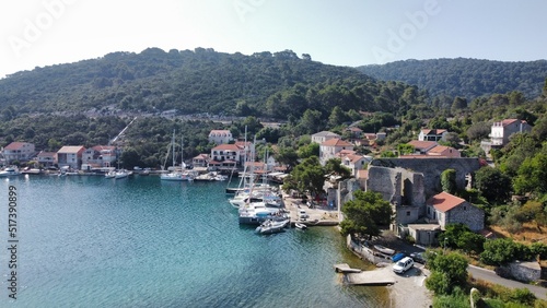 Aerial view at Roman ruins in Polace, Mljet island