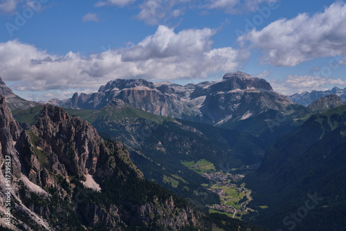 panoramic view of the flat rocky peaks of the Trentino Dolomites