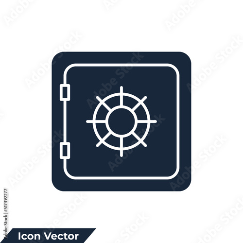 bank safe icon logo vector illustration. security metal safes symbol template for graphic and web design collection