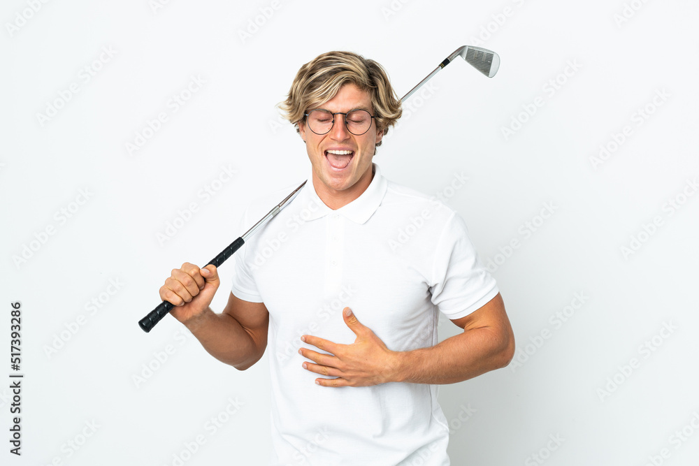 English man playing golf smiling a lot English man playing golf smiling a lot