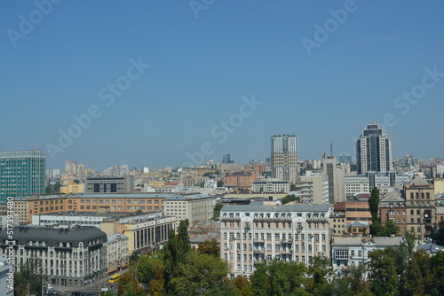 Wallpaper Mural A view of houses on the Summer day in Kyiv, Ukraine. Clear blue sky. Space for copy.  Torontodigital.ca