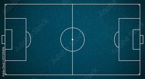 Blue background blank football field. Soccer field illustration pattern. Top vew