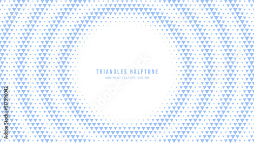 Triangles Halftone Geometry Pattern Vector Radial Ripple Circles White Blue Abstract Background. Faded Checkered Triangle Particles Subtle Texture. Half Tone Art Graphic Minimalist Pure Blue Wallpaper