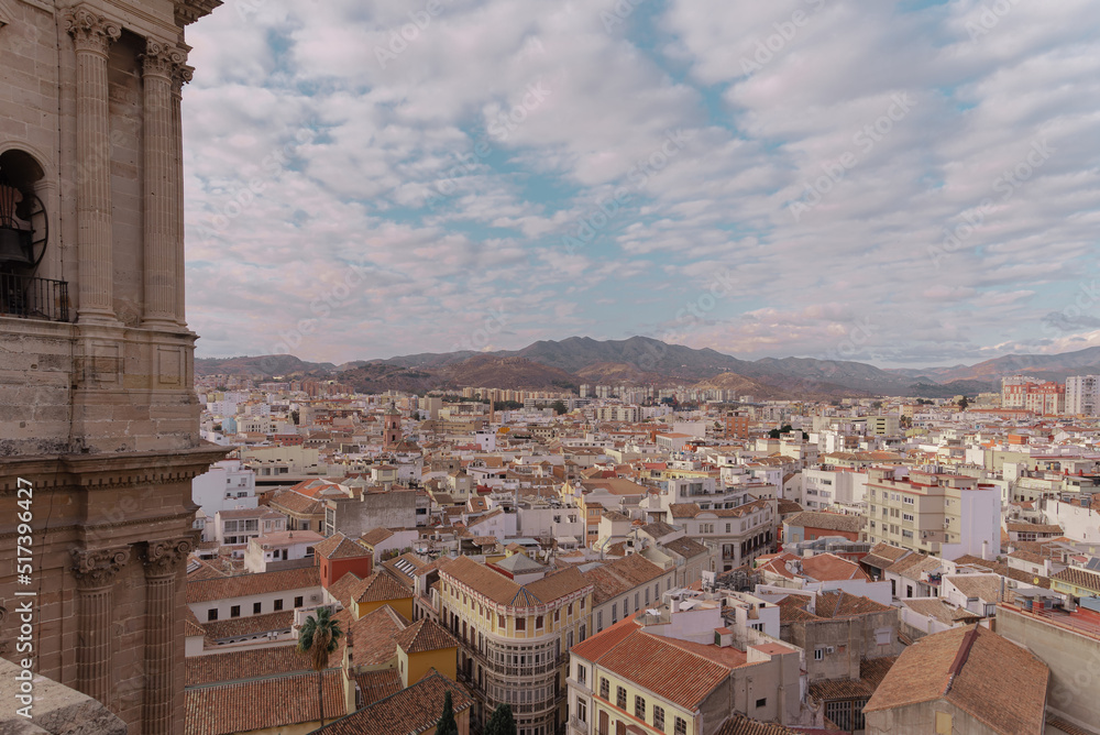 Views of the city from the roof of the Cathedral of Malaga.