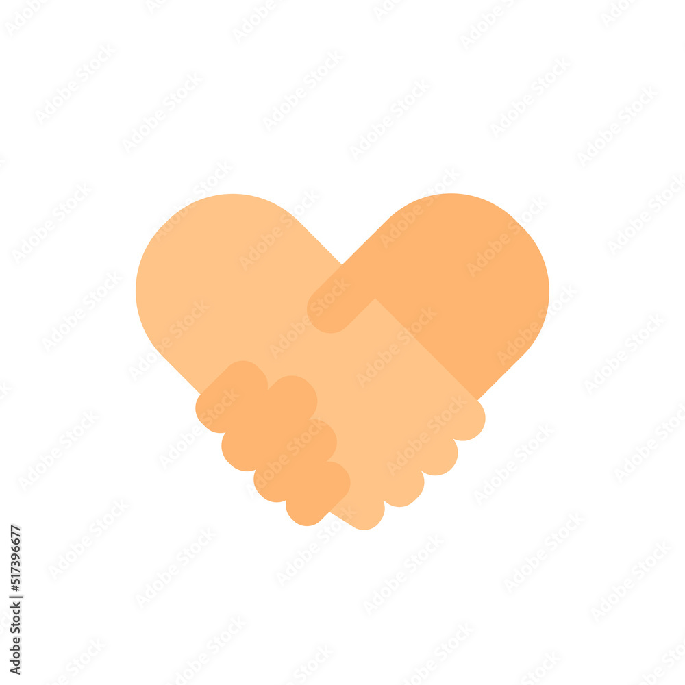 Simple Handshake forming heart icon isolated on white background. Skin colors. Vector illustration EPS 10 Simple Handshake forming heart icon isolated on white background. Skin colors. Vector illustration EPS 10