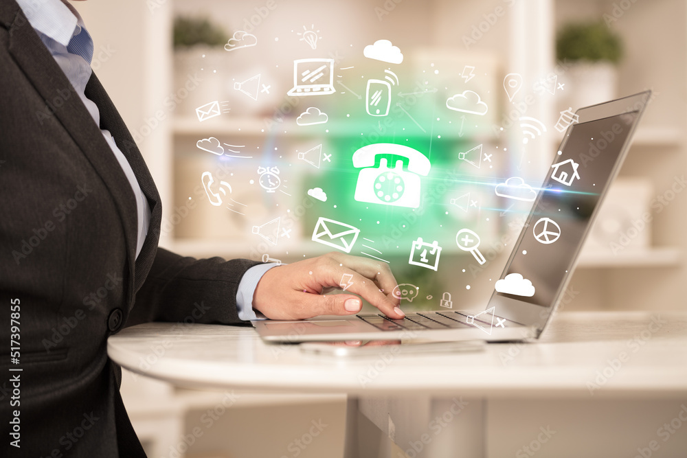 Businessman working on laptop with new business concept Businessman working on laptop with new business concept
