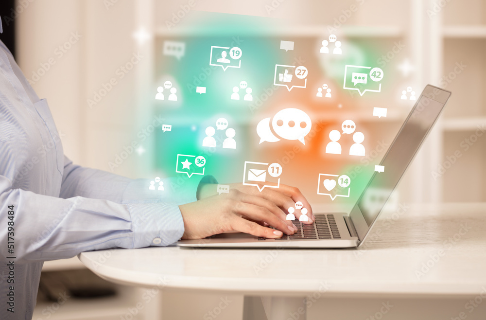Young person surfing on social media network Young person surfing on social media network