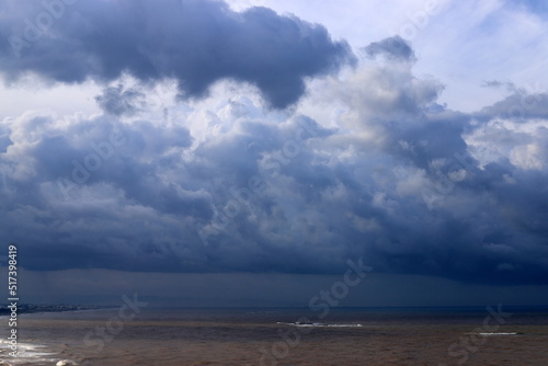 Thunderclouds in the sky over the mediterranean sea