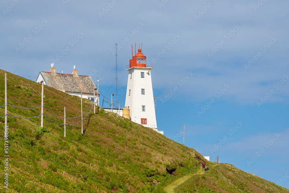 Lighthouse at Nature Reserve on Hornoya Island, Varanger Penisula, Norway.	