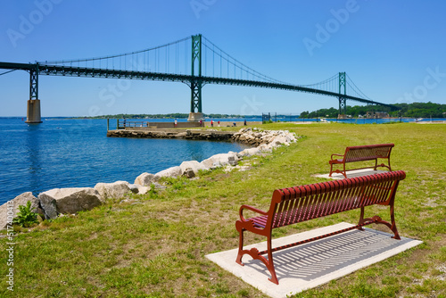 Mt. Hope bridge over Narragansett bay Bristol RI USA