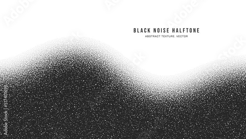Black Noise Stipple Dots Halftone Pattern Vector Smooth Wavy Border Isolate On White Background. Hand Drawn Dotwork Abstract Grainy Texture. Handdrawn Pointillism Art Bent Form Conceptual Abstraction