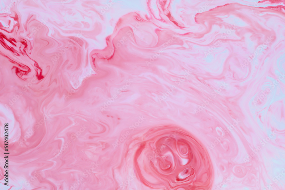 Fototapeta premium Abstract pink backdrop on liquid. Pastel pink fluid patterned background. Fluid Art