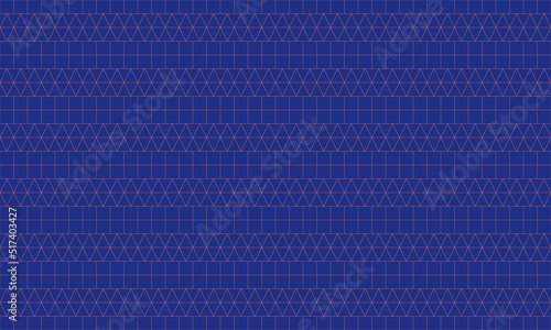 Seamless vector background geometric pattern design. Perfect for fabric textures, wrapping paper art and wallpapper illustration. This vector graphic contais a blue background and orange line grid.