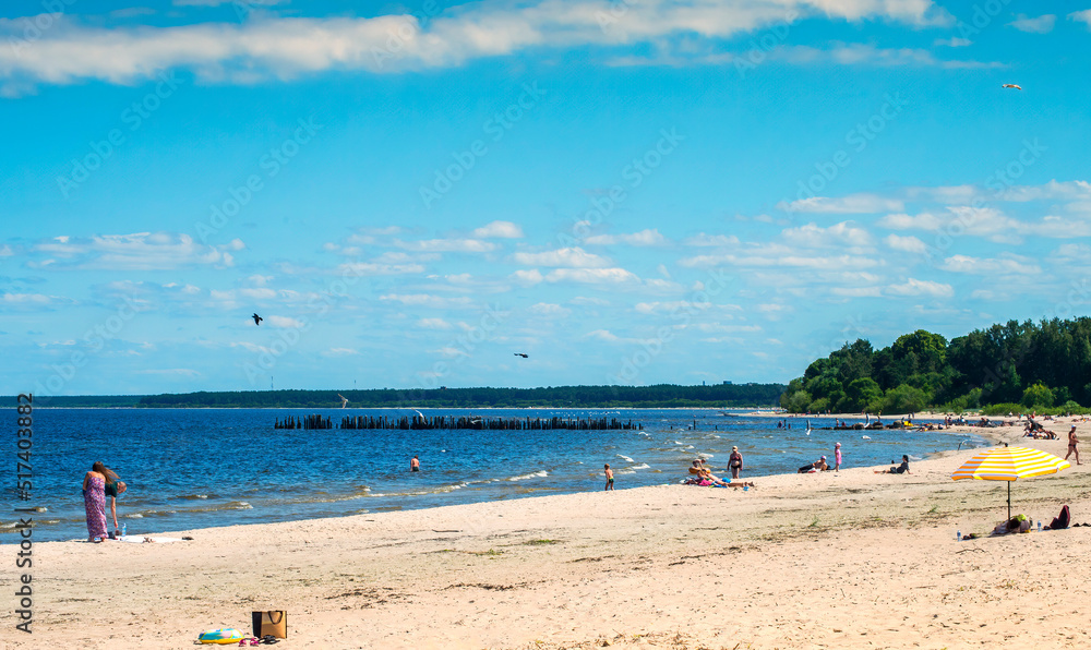 Sandy beach of the Baltic Sea in Jurmala - famous tourist resort in Latvia