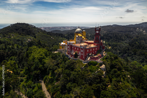 Pena Palace in Sintra Portugal Drone view 
