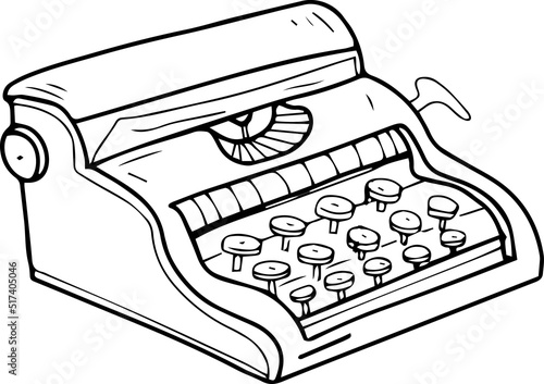 
Telephone typewriter patifon old kgigi hand-drawn sketch doodle set large separately on a white background black and white graphics coloring book

