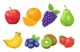 フルーツのイラスト. 果物の挿絵セット. 白背景にベクターデータ. 
