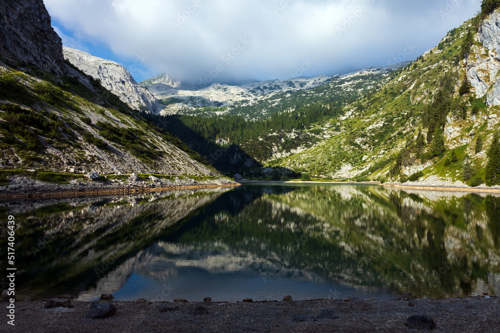 Lake of Krn (Krnsko Jezero) Landscape in a Summer Morning - Triglav national park, Jjulian Alps Slovenia
