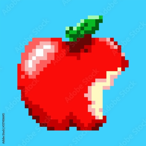 bitten apple pixel art illustration