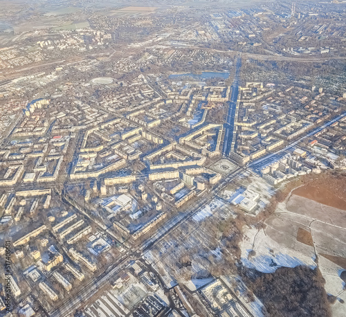 Aerial view of Nowa Huta communist district in Krakow, Poland