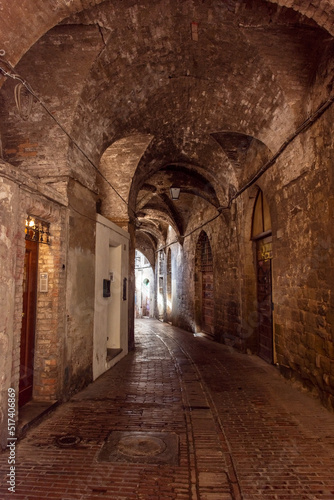 Medieval street in Perugia historic center  Umbria Italy