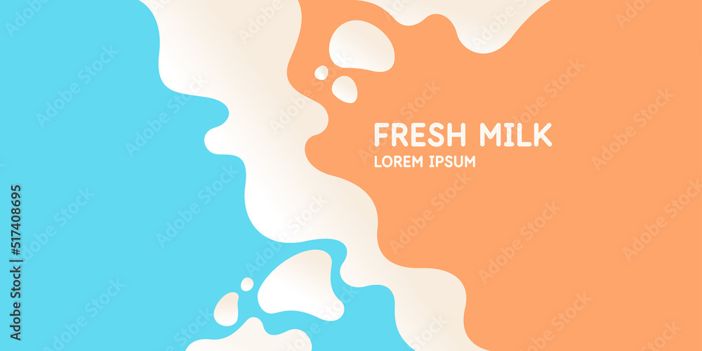 Modern poster fresh milk with splashes on a background.