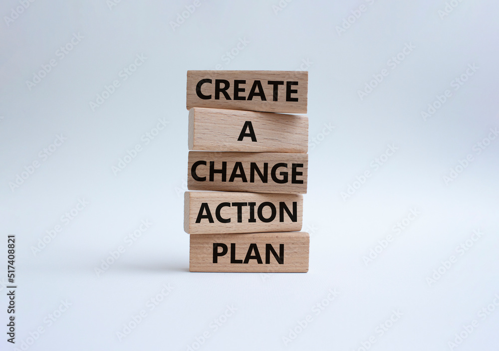 Create a change action plan symbol. Business Concept words Create a change action plan on wooden blocks. Beautiful white background. Business and Create a change action plan concept. Copy space Create a change action plan symbol. Business Concept words Create a change action plan on wooden blocks. Beautiful white background. Business and Create a change action plan concept. Copy space