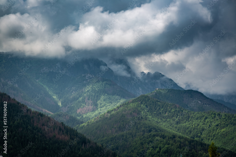 Clouds and Mount Giewont view from Zakopane in summer, Poland