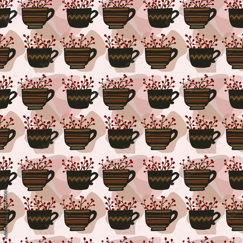 Seamless background with cups