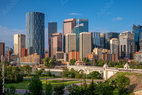 Summer views of Calgary Alberta along the Bow River. © Jeff Whyte