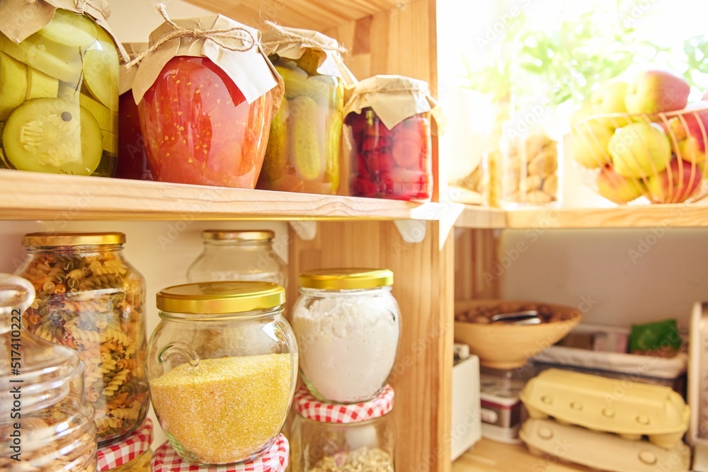 Storage of food in the kitchen in the pantry