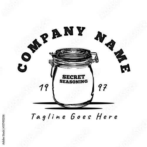 Vintage Sketch Glass Jars For Food Container Company Logo