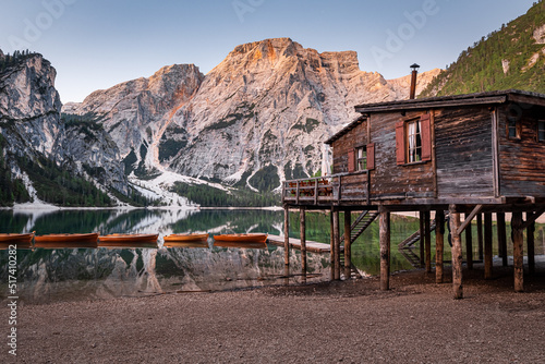 Lago di Braies in Dolomites...