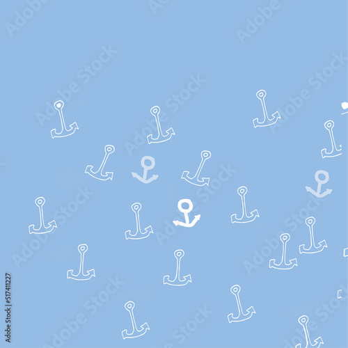 Anchor on a blue background. Creative summer sea background.