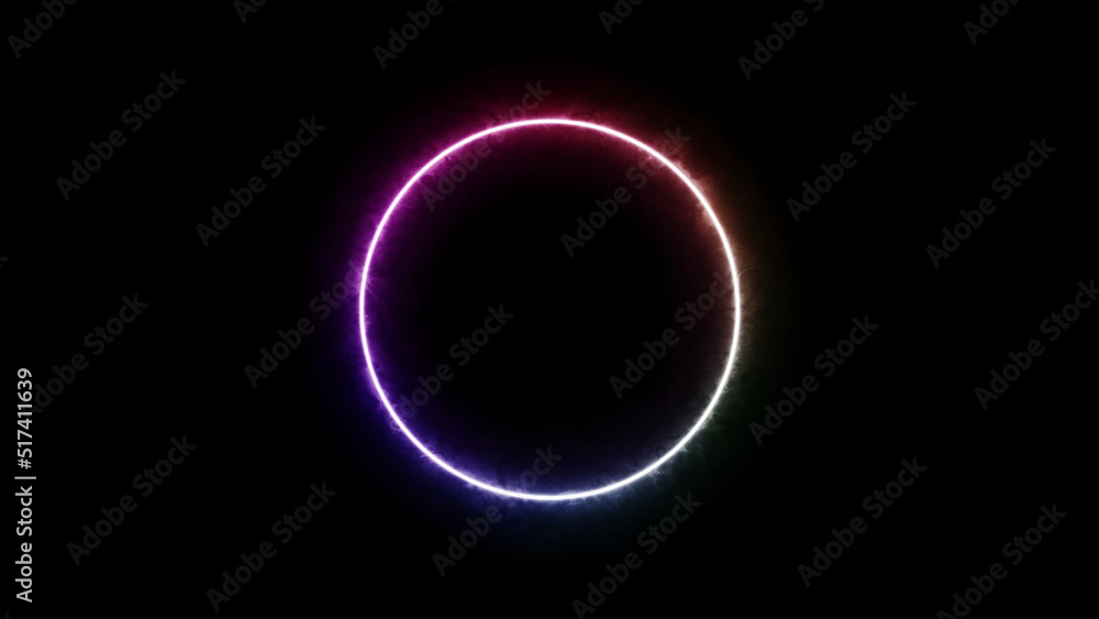 Geometric shape with flash rainbow glow lights on a black background - Minimalistic wallpaper image with colorful flash light, smoke and mist Geometric shape with flash rainbow glow lights on a black background - Minimalistic wallpaper image with colorful flash light, smoke and mist