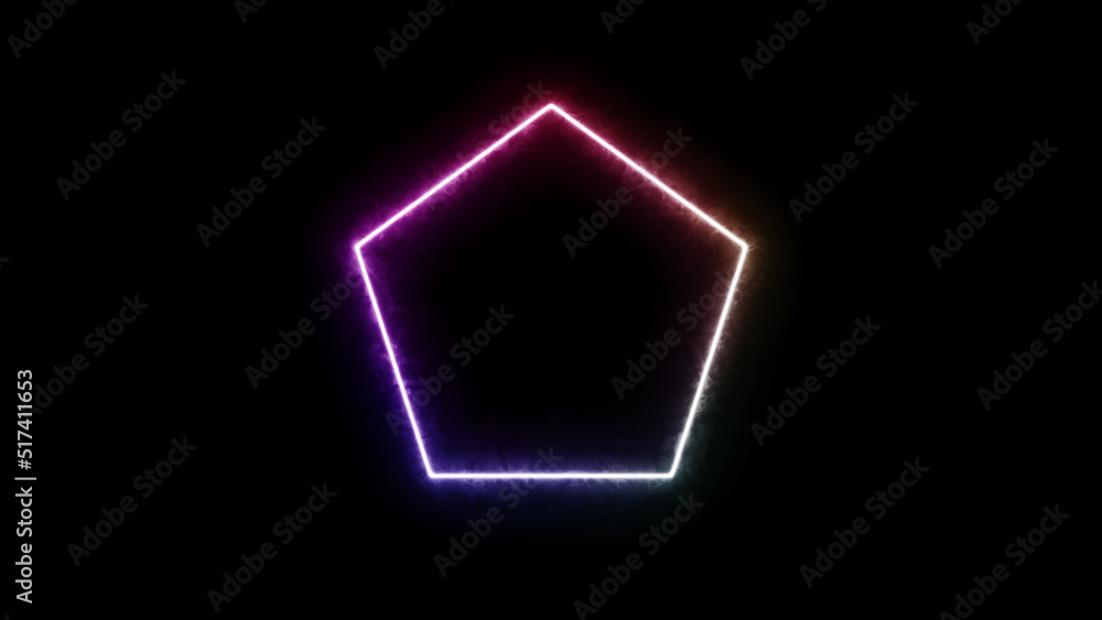 Geometric shape with flash rainbow glow lights on a black background - Minimalistic wallpaper image with colorful flash light
