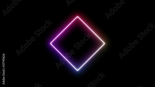 Geometric shape with flash rainbow glow lights on a black background - Minimalistic wallpaper image with colorful flash light