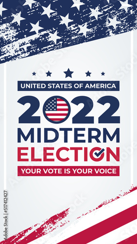 Vetical illustration vector graphic of united states flag, midterm election and year 2022 perfect for election day in united states, united states flag