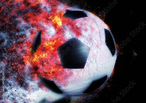 爆発するサッカーボールのイラスト