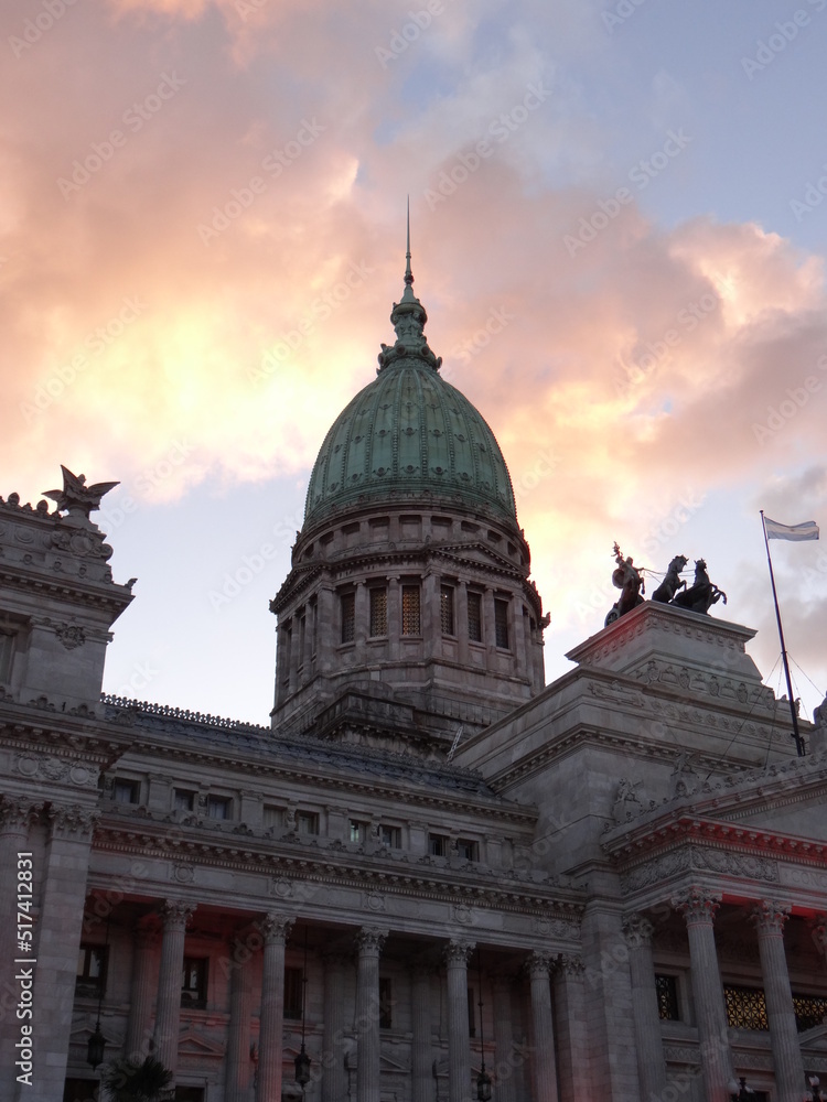 Buenos Aires congress palace at sunset, Argentina, congreso de la nacion argentina