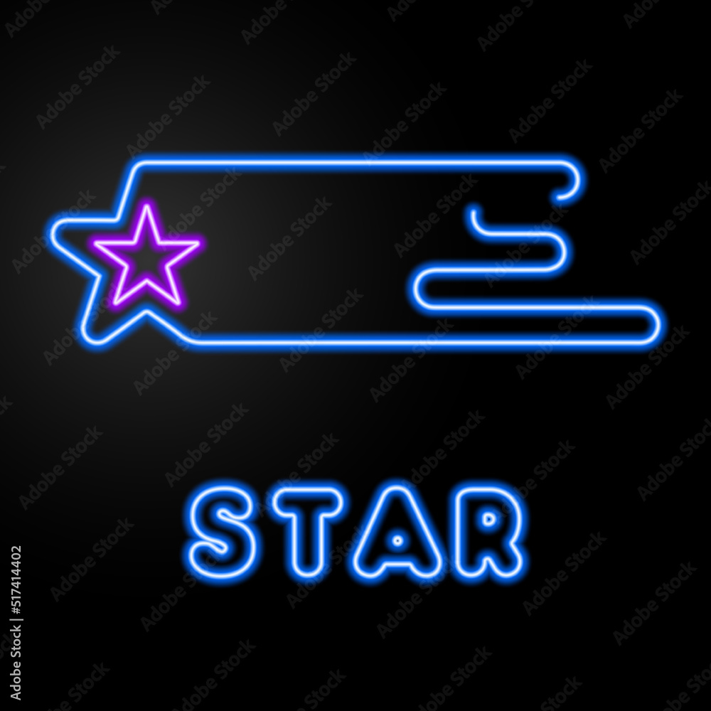 star flying neon, modern glowing banner design, colorful modern design trends on black background. vector illustration. star flying neon, modern glowing banner design, colorful modern design trends on black background. vector illustration.