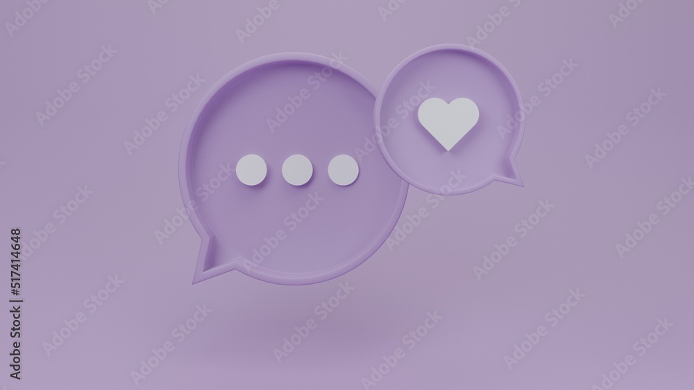 social media notification with pink pin hearts icon isolated on pink background.Comments or user social media,template design for social media and website.3D rendering illustration social media notification with pink pin hearts icon isolated on pink background.Comments or user social media,template design for social media and website.3D rendering illustration