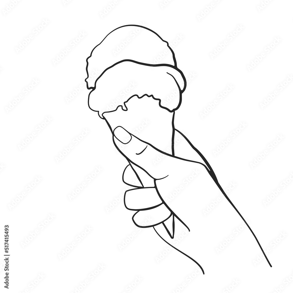 Gelati icecream cone held up to the summer sky as a line illustration vector Gelati icecream cone held up to the summer sky as a line illustration vector