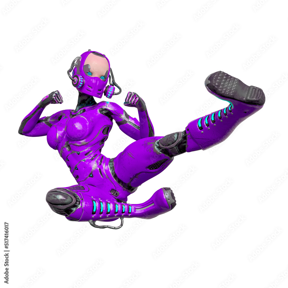 super gynoid is doing a comic kung fu jump super gynoid is doing a comic kung fu jump