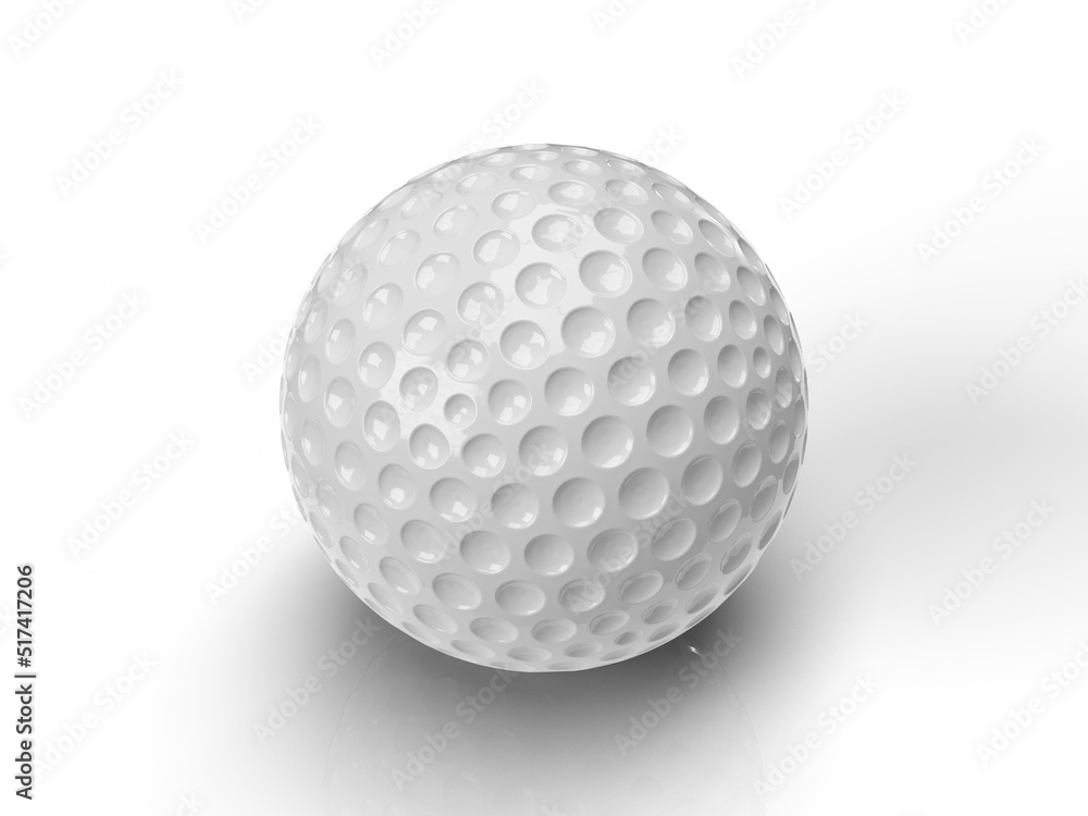 Isolated White Golf Ball on White Background, 3D Render Illustration. Isolated White Golf Ball on White Background, 3D Render Illustration.