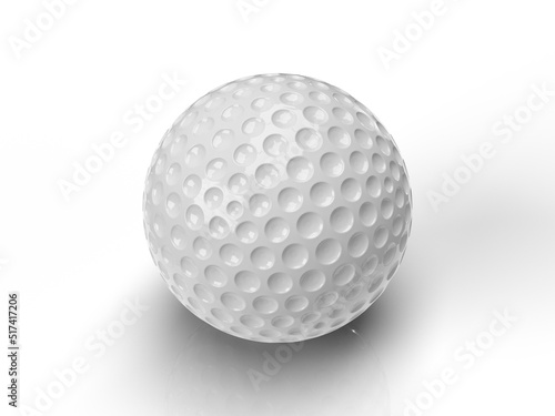 Isolated White Golf Ball on White Background, 3D Render Illustration.