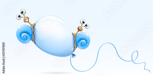 Blue balloon with two twin Snails